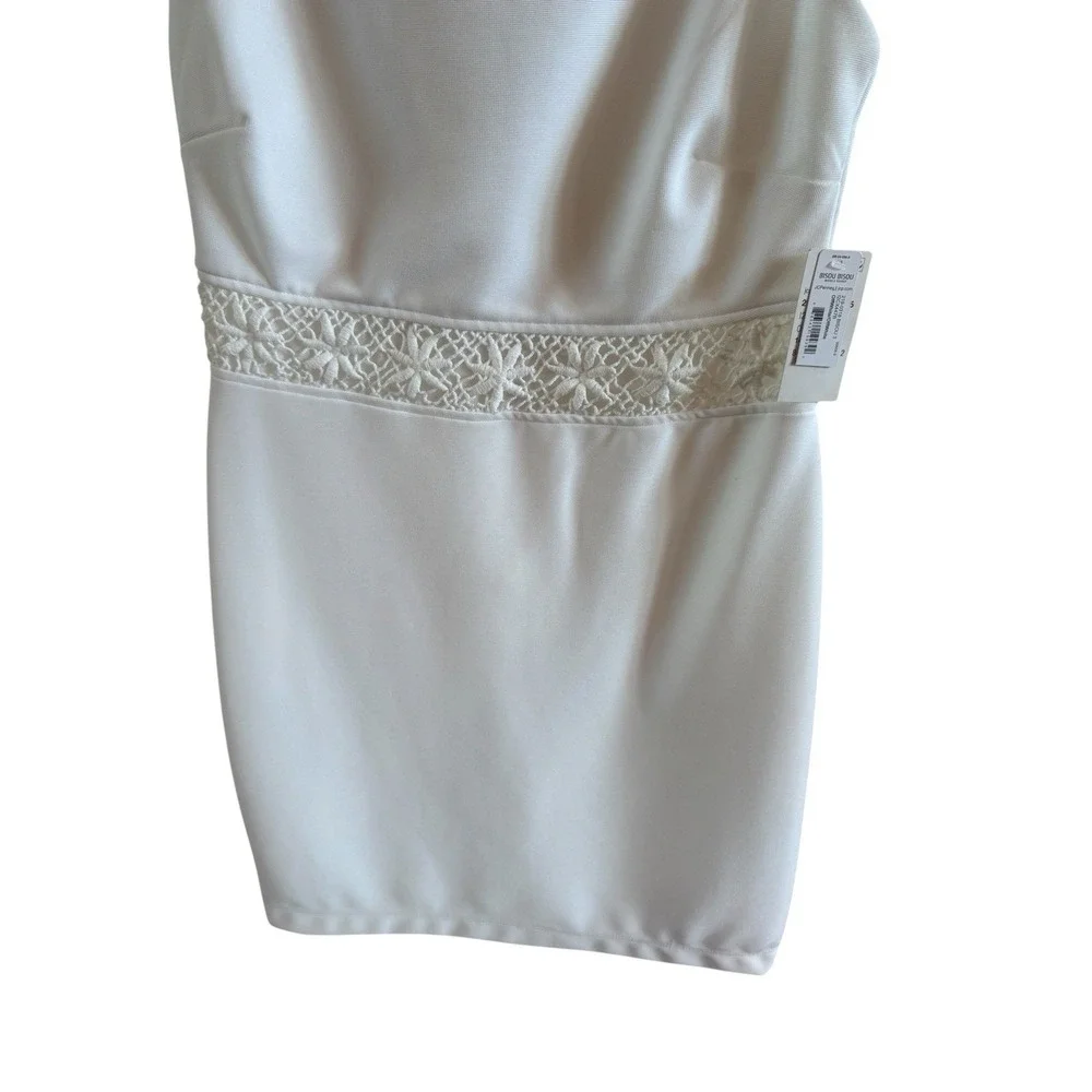 NWT Bison Bison White Sleeveless Mini Dress Sz 14 Starfish Waist Band Graduation